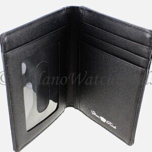 Glam Rock Black High Quality Saffiano Leather Vertical Double ID Wallet
